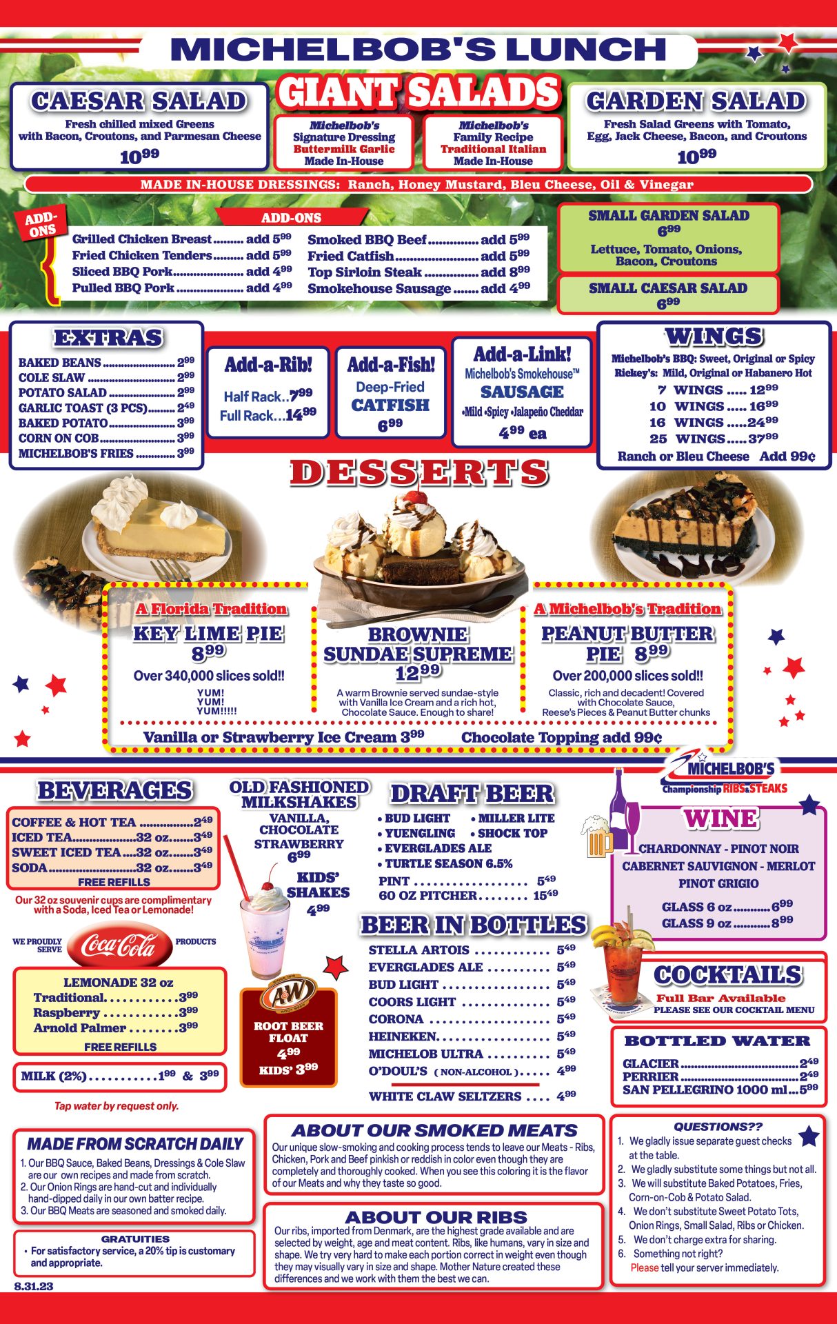 Michelbob’s Ribs & Steaks in Naples, FL Lunch Menu